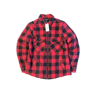 NWT Women’s Forever 21 red and black buffalo plaid sherpa-lined shirt Jacket Sma